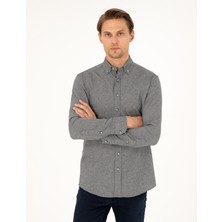 Pierre Cardin Erkek Gri Slim Fit Uzun Kollu Gömlek 50293756-VR024