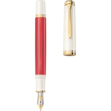 Pelikan M600 Kırmızı Beyaz Dolma Kalem - B