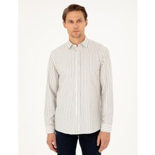 Pierre Cardin Erkek Lacivert Slim Fit Çizgili Uzun Kollu Gömlek 50292261-VR033