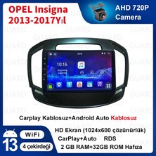 Opel Insignia 2013-2017 Android Sürüm 13 Kablosuz Carplay Navigasyon Multimedya 9 Inç Ekran 2Gb Ram 32Gb Rom Hafıza