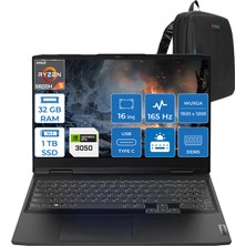 Lenovo Ideapad Gaming 3 16ARH7 Ryzen 5 6600H 32GB Ddr5 1tb SSD 4GB/RTX3050/85W Windows 11 Pro 16" IPS 165Hz Wuxga Gaming Laptop L82SC0098TXP08 + Zettaçanta