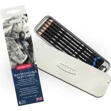 Derwent Watersoluble Sketching Suda Çözünebilen 6lı Kalem Seti Metal Kutu