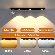 Rultech 40CM Sensörlü Şarjlı Taşınabilir Kablosuz LED Mutfak Giysi Dolabı Merdiven Aydınlatma Gece Lambası Işıldak