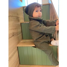 Merra Kids Unisex Bere Boyunluklu Tulum Haki Yeşili