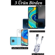 Karleader Redmi Note 9s Hayalet Ekran Koruyucu, Şeffaf Kılıf ve Şarj Kablosu Seti | 3'lü Koruma Paketi