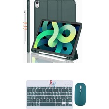 Redmud Teknoloji Ipad Air 4.5.6.nesil 10.9 Inç ile Uyumlu Tablet Kılıfı ve Klavye Mouse Set Kalem Bölmeli Smart Kılıf
