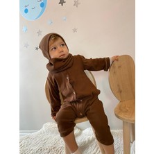 Merra Kids Unisex Bere Boyunluklu Tulum Kahverengi