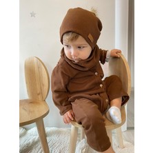 Merra Kids Unisex Bere Boyunluklu Tulum Kahverengi