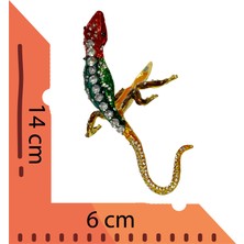 Hediye Kristal Taşlı Metal Kertenkele Figürü - 14  cm  Parlak ve Şık Dekoratif Tasarım