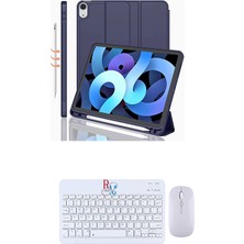 Redmud Teknoloji Ipad Air 5.nesil 10.9 Inç ile Uyumlu Tablet Kılıfı ve Klavye Mouse Set Kalem Bölmeli Smart Kılıf