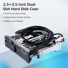 Oem 5,25" Dahili Çift Yuvalı Sabit Disk Kutusu 2,5+3,5 Inç Sata Hdd-Ssd Muhafaza Aletsiz Tasarım