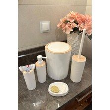Makri Home Banyo Seti 5'li Yuvarlak Plastik Beyaz-Siyah-Antrasit