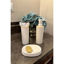 Makri Home Banyo Seti 5'li Yuvarlak Plastik Beyaz-Siyah-Antrasit