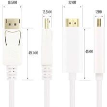 Vcom CG605L-1.8 Beyaz 1.8mt Display Port Erkek To HDMI Erkek Kablo