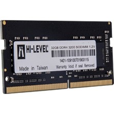 Hi-Level HLV-SOPC25600D4-32G 32GB (1x32GB) DDR4 3200MHz CL22 Notebook Ram (Bellek)