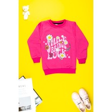 Yalçınoğlu Kız Çocuk Giyim - Yumuşacık Şirin Çiçek Baskılı Sweatshirt