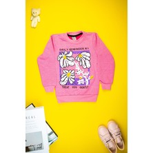 Yalçınoğlu Kız Çocuk Giyim - Pamuklu, Rahat ve Şık Çiçek Baskılı Sweatshirt