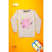 Yalçınoğlu Kız Çocuk Giyim - Yumuşacık Şirin Çiçek Baskılı Sweatshirt