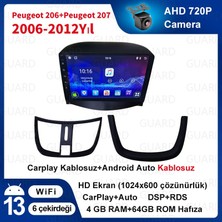 Victor Peugeot206/Peugeot207(2006-2012)Yıl Android Sürüm 13 Kablosuz Carplay Navigasyon Multimedya 9 Inç Ekran 4G Ram + 64GB Hafıza Çerçeveli ve arka görüş kameralı