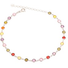 Brezza Lusso Jewelry Renkli Taşlı Su Yolu Gümüş Kadın Ayak Halhal