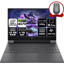 Hp Victus 16 Intel Core I7-14700HX 16GB 4tb SSD RTX4070/8GB 16.1" Fhd 144Hz Freedos Taşınabilir Bilgisayar 9J217EA-A8 & Anzar Mouse