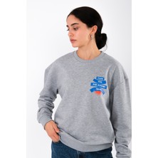 Thank You Relaxed Fit Sweatshirt Kadın - Gri