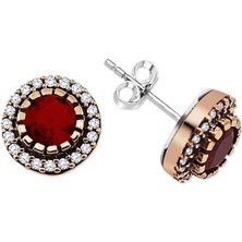 Pigado 925 Ayar Gümüş Zirkon Taşlı Kalem Işçilikli Çivi Küpe