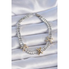 Clariss Pirinç Gümüş Renk Taşlı Su Yolu Model Vip Seri Kadın Bileklik