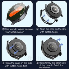 NovStrap Samsung Galaxy Watch 7 40mm ile Uyumlu Ekran Koruyucu Cam Kasa Koruyucu Kılıf Sert Pc