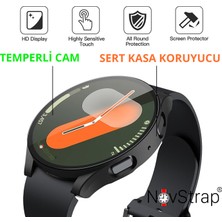 NovStrap Samsung Galaxy Watch 7 40mm ile Uyumlu Ekran Koruyucu Cam Kasa Koruyucu Kılıf Sert Pc