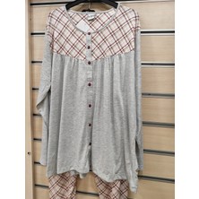 Nena NENA%100 Pamuk Uzun Kol Robalı Önden Düğmeli Kadın Pijama Takım 14758