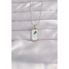 Çarşı Point 316L Çelik Gümüş Renk Beyaz Mineli Tarot Kolye
