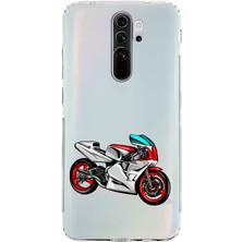 Zeyno Xiaomi Redmi Note 8 Pro Uyumlu Kırmızı Motosiklet Desenli Silikon Kılıf