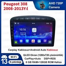 Victor Peugeot 308 （2008-2013） Yıl Android Sürüm 13 Kablosuz Carplay Navigasyon Multimedya 9  İnç Kuantum Ekran 8G Ram + 128GB Hafıza Çerçeveli ve arka görüş kameralı
