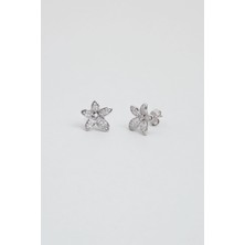 So CHIC Işıltılı Çiçek 18 Ayar Beyaz Altın Kaplama Gümüş Küpe