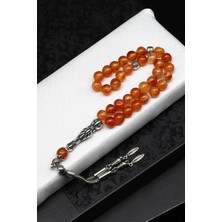 Turuncu Akik Doğal Taş Tesbih 8 mm Küre Kesim