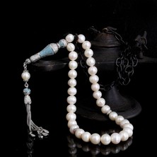 Tesbih Sepetim Zirkon Taş 925 Ayar Gümüş Püsküllü Doğal Inci Taşı Tesbih