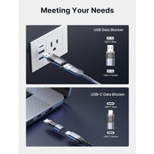 Jsaux USB -A ve Type - C Veri Engelleyici ve Data Blocker ,  Sadece Şarj Için Şeffaf Usb-A - Usb-A ve Usb-C - Usb-C Veri Engelleyici, Juice Jacking'e Karşı, Hacklenmeyi Reddet