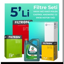 Filtron Peugeot Partner 1.6 BlueHDi Dizel Filtre Bakım Seti Castrol Motor Yağlı (2015-2018) 5 Li