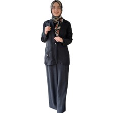 Dökümlü Pantolon Kruvaze Ceket Takım