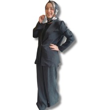 Dökümlü Pantolon Kruvaze Ceket Takım