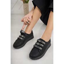 Nesil Shoes Süha 951 Siyah Zümrüt Taşlı Anatomik Kadın Ayakkabı