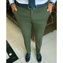 Italyan Kesim Slim Fit Yeşil Kumaş Pantolon T12077