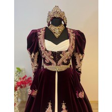 Butik Bordo Gelin Kaftanı Bindallı