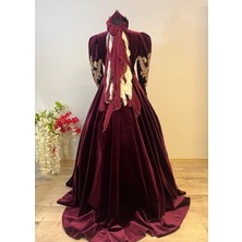 Butik Bordo Gelin Kaftanı Bindallı