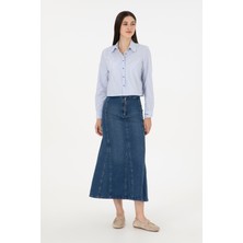 U.S. Polo Assn. Kadın Mavi Maxi Boy Jean Etek 50291112-DN0022