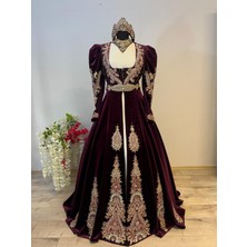 Butik Bordo Gelin Kaftanı Bindallı