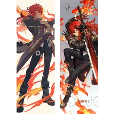 Anime - Gensgin Impact - Diluc Desenli Sarılma Yastığı Kılıfı