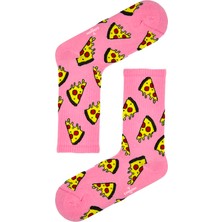 Carnaval Socks Pembe Pizza Desenli Tenis Çorap