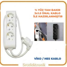 Viko Multi-Let 3'lü Beyaz (12 ile 40 Metre Arası) Topraklı Çocuk Korumalı Uzatma ( 3x1.5 Tam Bakır) Ttr Kablo HO5VV-F